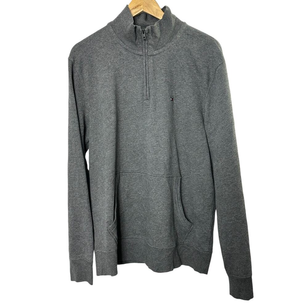 Tommy Hilfiger Gray 1/4 Zip Long Sleeve Pullover Sweatshirt Men's Size Large